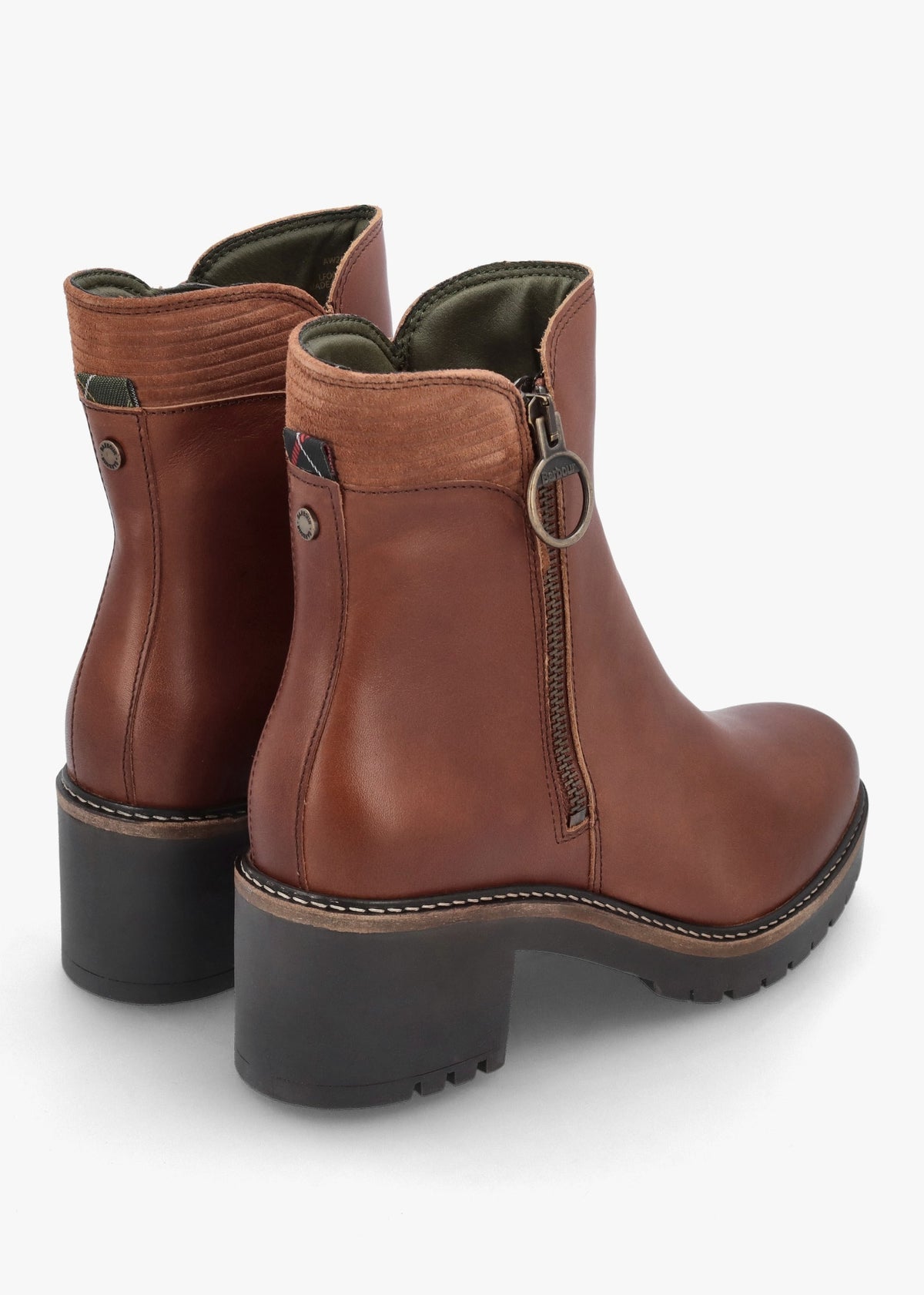 Dahlia Chestnut Leather Block Heel Ankle Boots