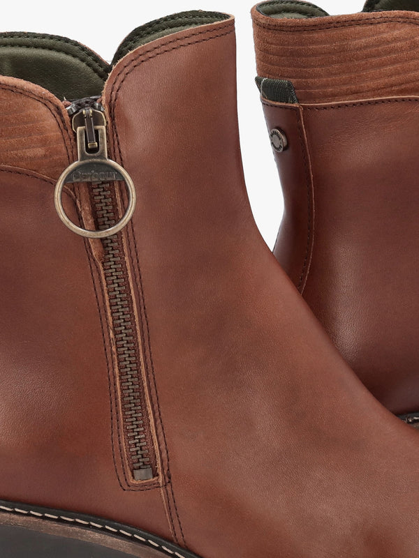 Dahlia Chestnut Leather Block Heel Ankle Boots