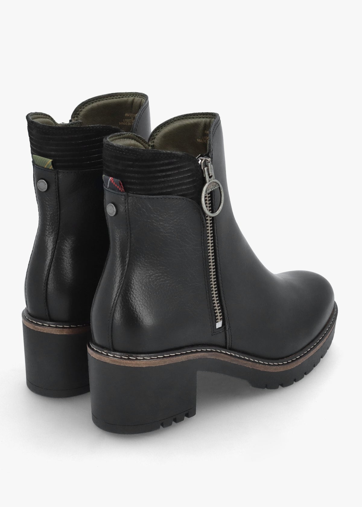 Dahlia Black Leather Block Heel Ankle Boots