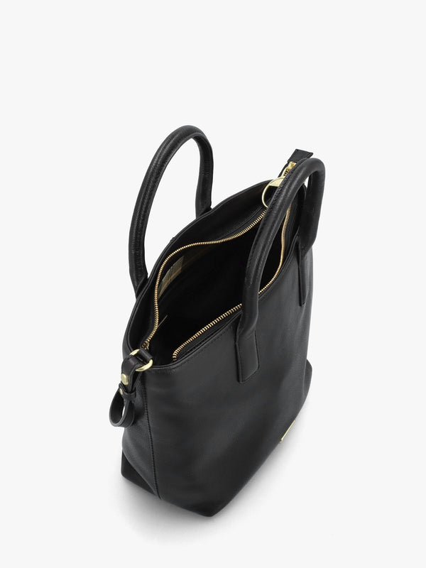 Birch Black Leather Tote Bag