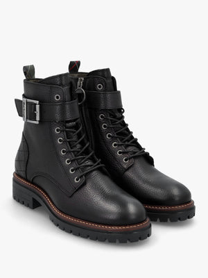 Heidi II Black Pebbled Leather Camando Ankle Boots