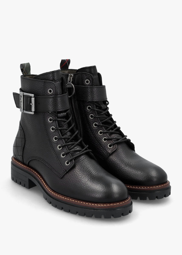 Heidi II Black Pebbled Leather Camando Ankle Boots