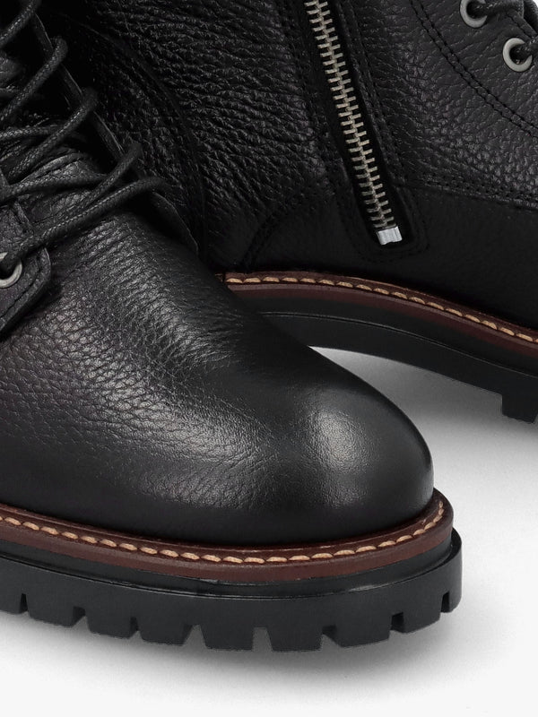 Heidi II Black Pebbled Leather Camando Ankle Boots