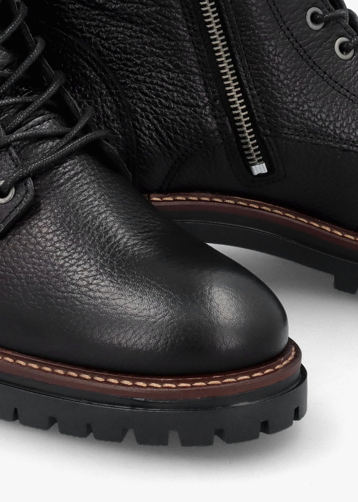 Heidi II Black Pebbled Leather Camando Ankle Boots