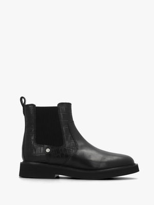 Delfina Black Leather Chelsea Boots