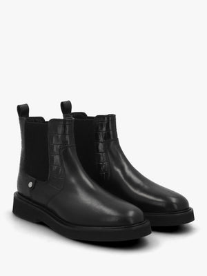 Delfina Black Leather Chelsea Boots