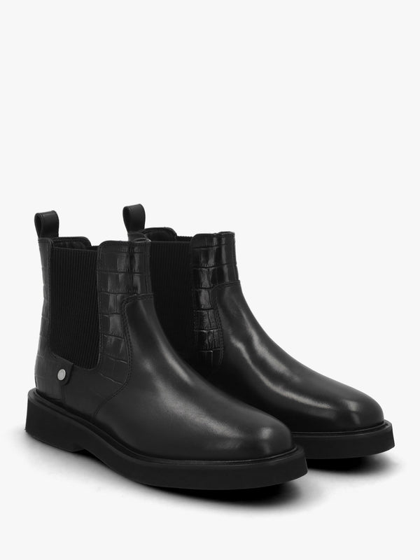 Delfina Black Leather Chelsea Boots