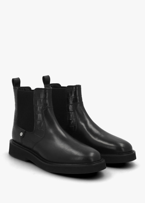 Delfina Black Leather Chelsea Boots