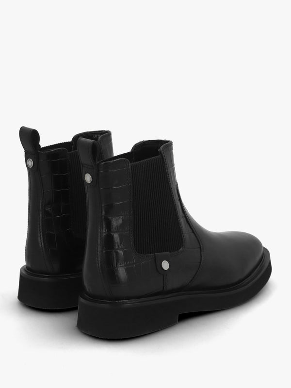 Delfina Black Leather Chelsea Boots