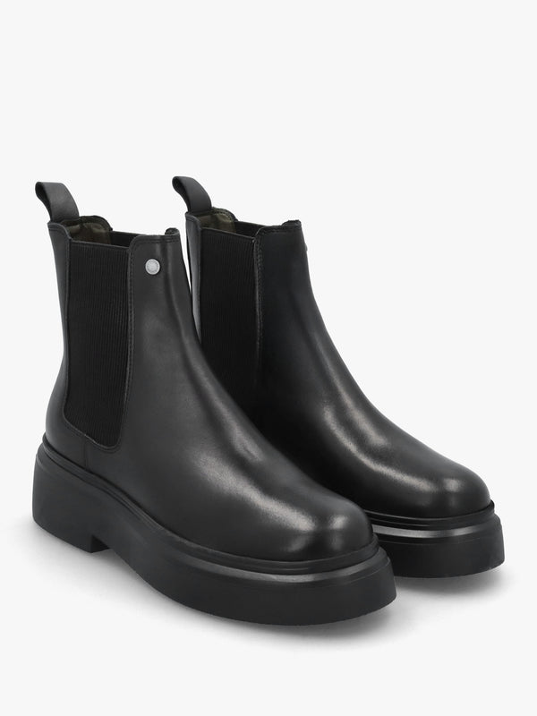 Celina Black Leather Chelsea Boots