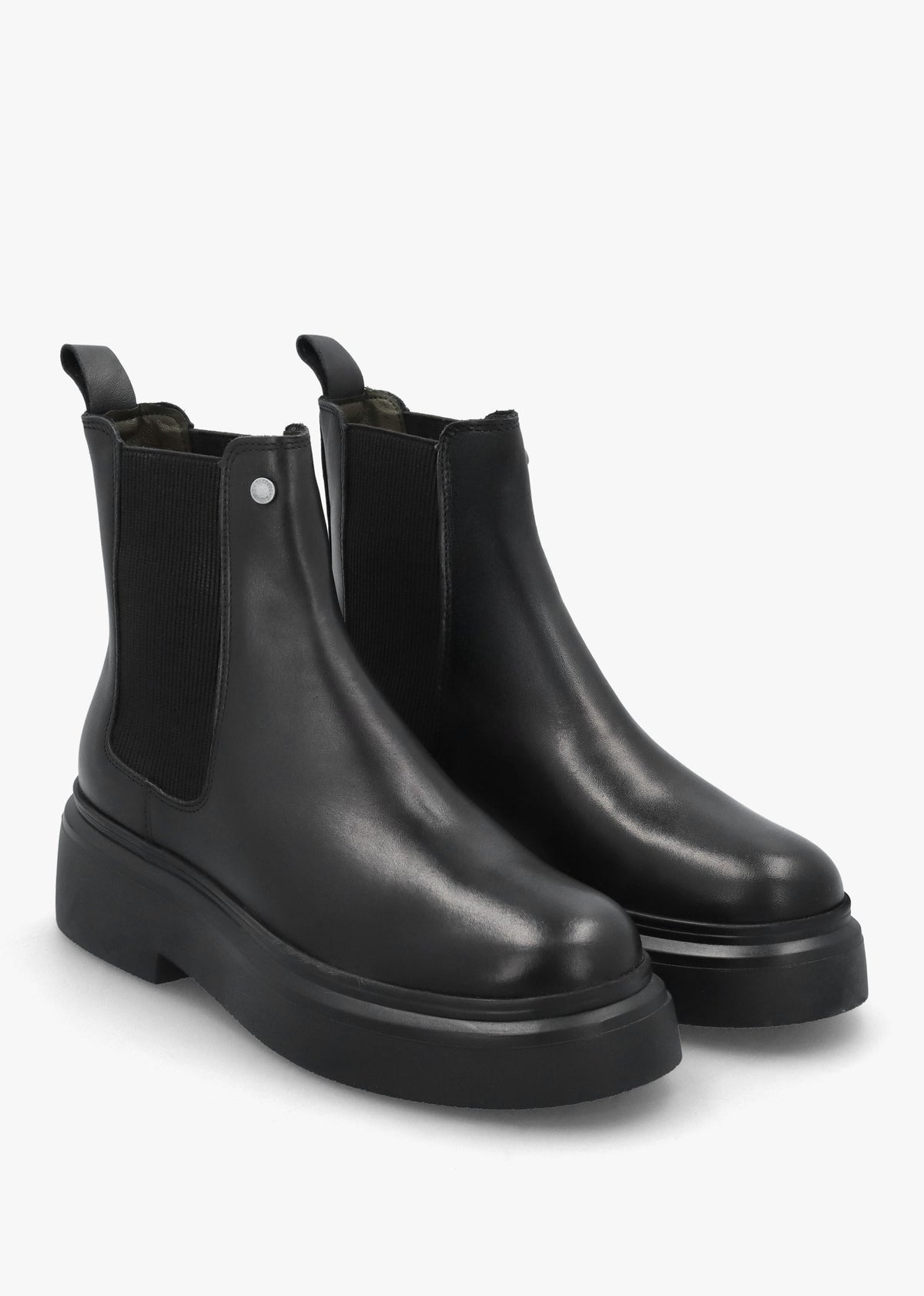 Celina Black Leather Chelsea Boots