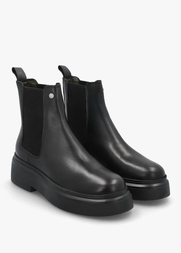 Celina Black Leather Chelsea Boots