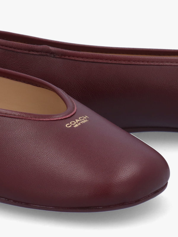 Houston Merlot Leather Ballet Pumps
