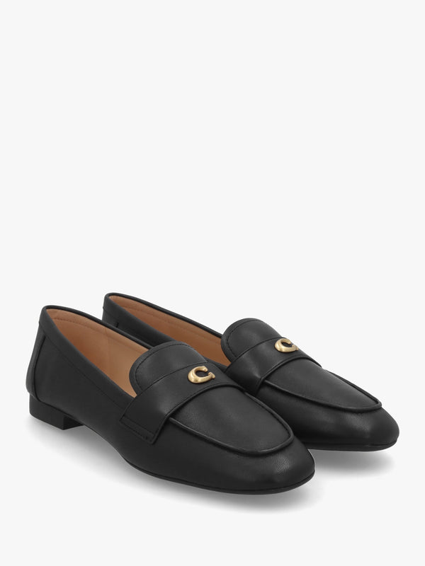 Sculpted C Black Leather Loafers
