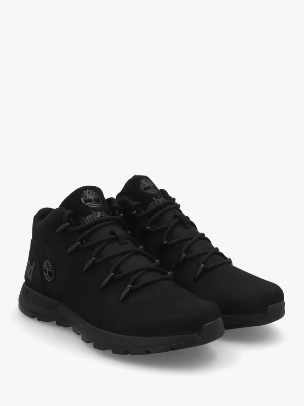 Men’s Sprint Trekker Lace Up Black Nubuck Mid Top Trainers