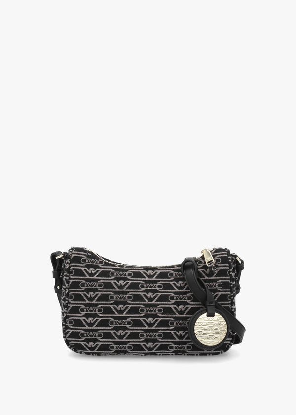 Canvas Jacquard Nero Grigio Shoulder Bag