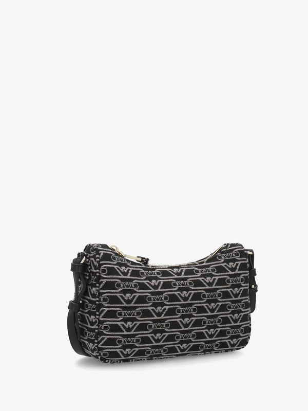 Canvas Jacquard Nero Grigio Shoulder Bag