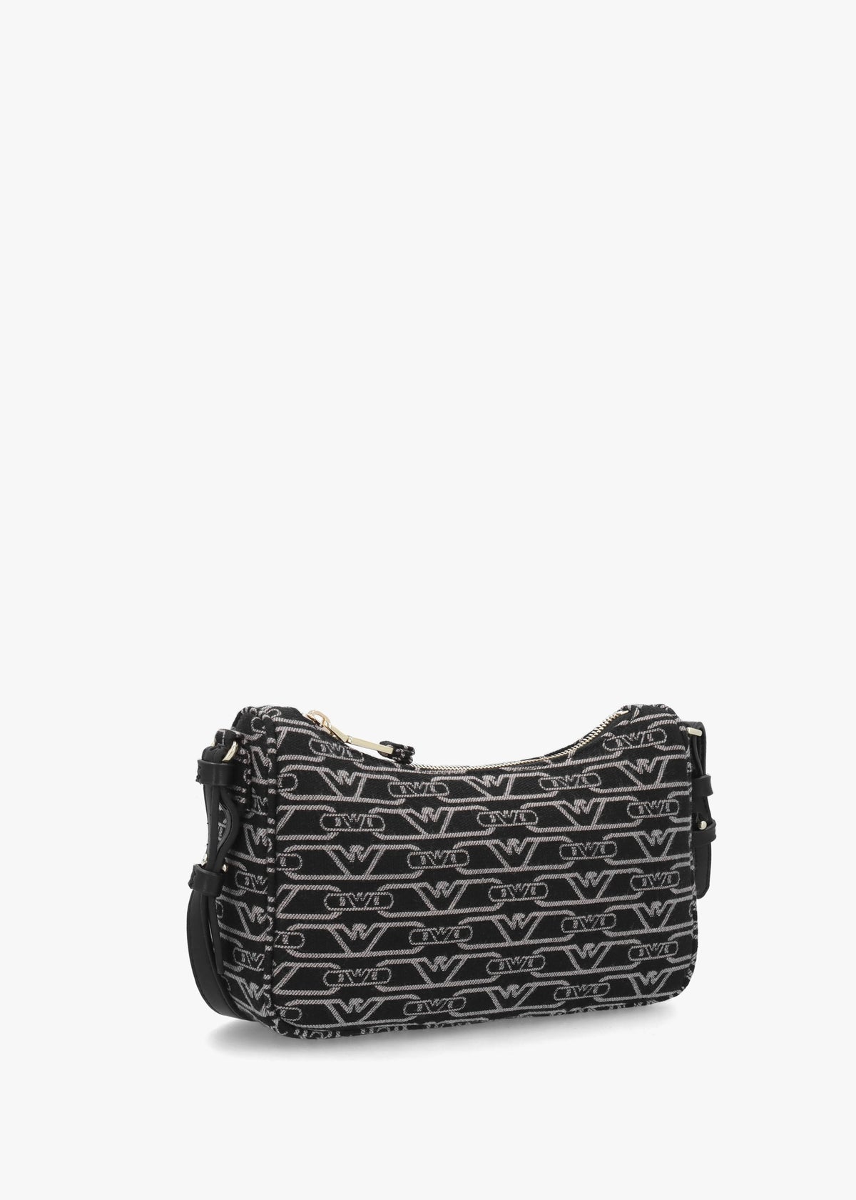Canvas Jacquard Nero Grigio Shoulder Bag