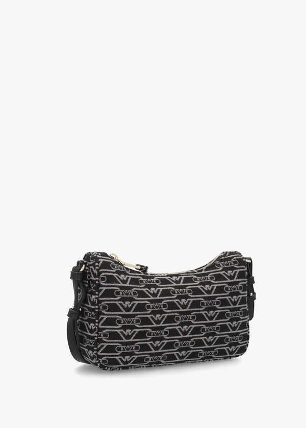 Canvas Jacquard Nero Grigio Shoulder Bag