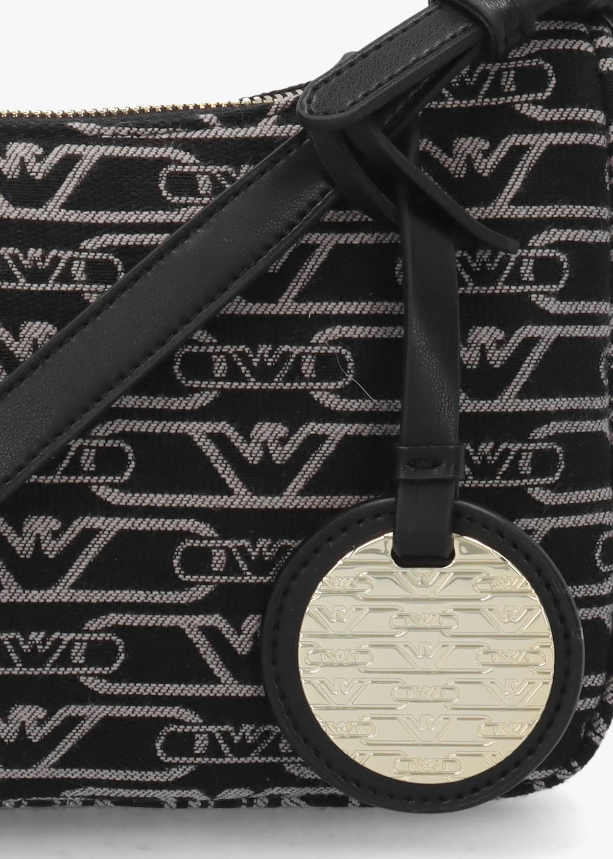 Canvas Jacquard Nero Grigio Shoulder Bag