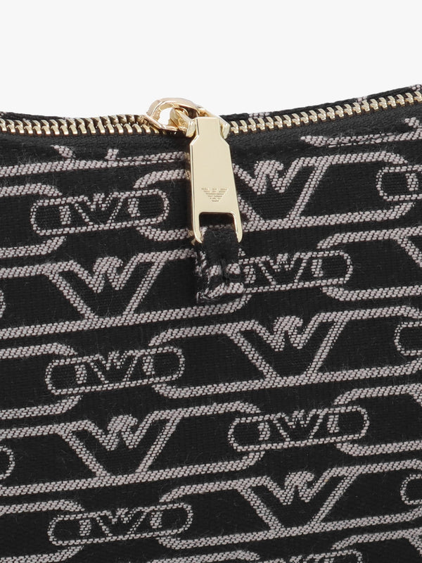 Canvas Jacquard Nero Grigio Shoulder Bag