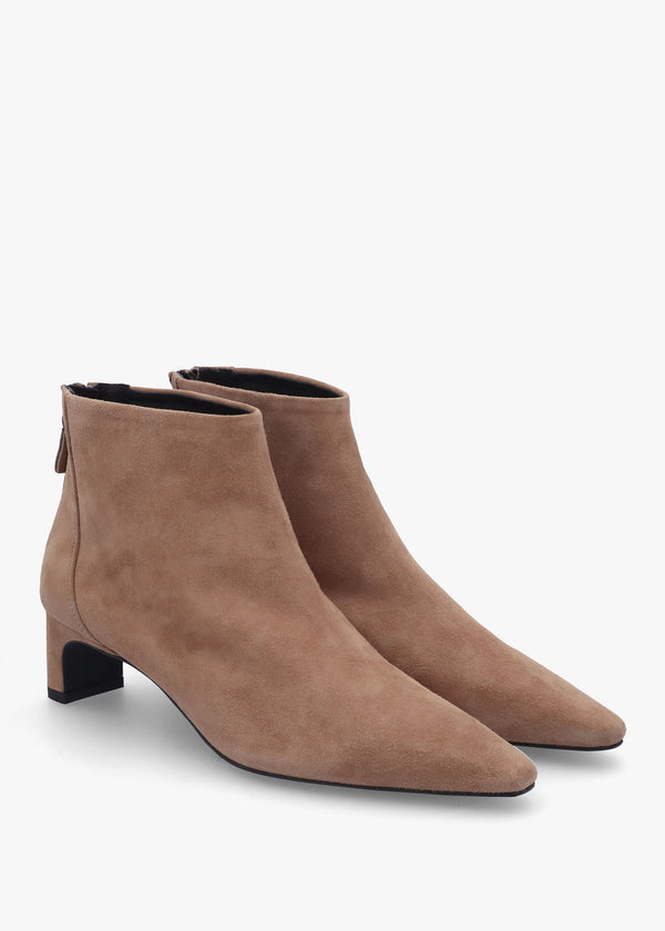 Sedda Taupe Suede Low Heel Ankle Boots
