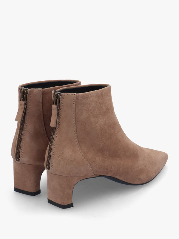 Sedda Taupe Suede Low Heel Ankle Boots