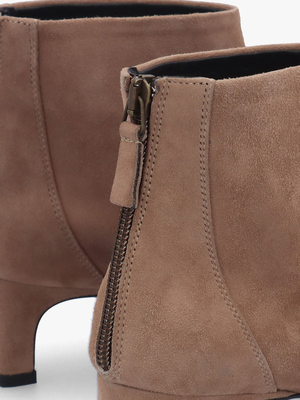 Sedda Taupe Suede Low Heel Ankle Boots