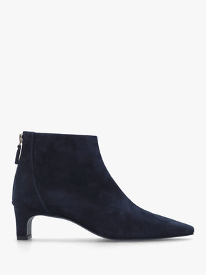 Sedda Navy Suede Low Heel Ankle Boots