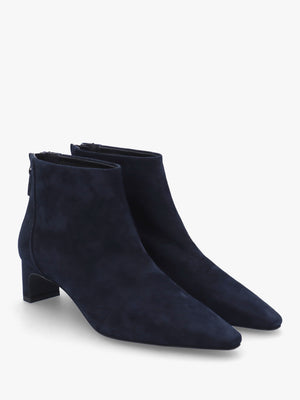 Sedda Navy Suede Low Heel Ankle Boots