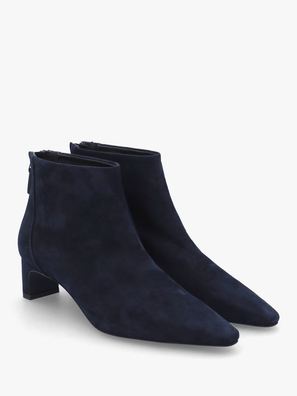 Sedda Navy Suede Low Heel Ankle Boots