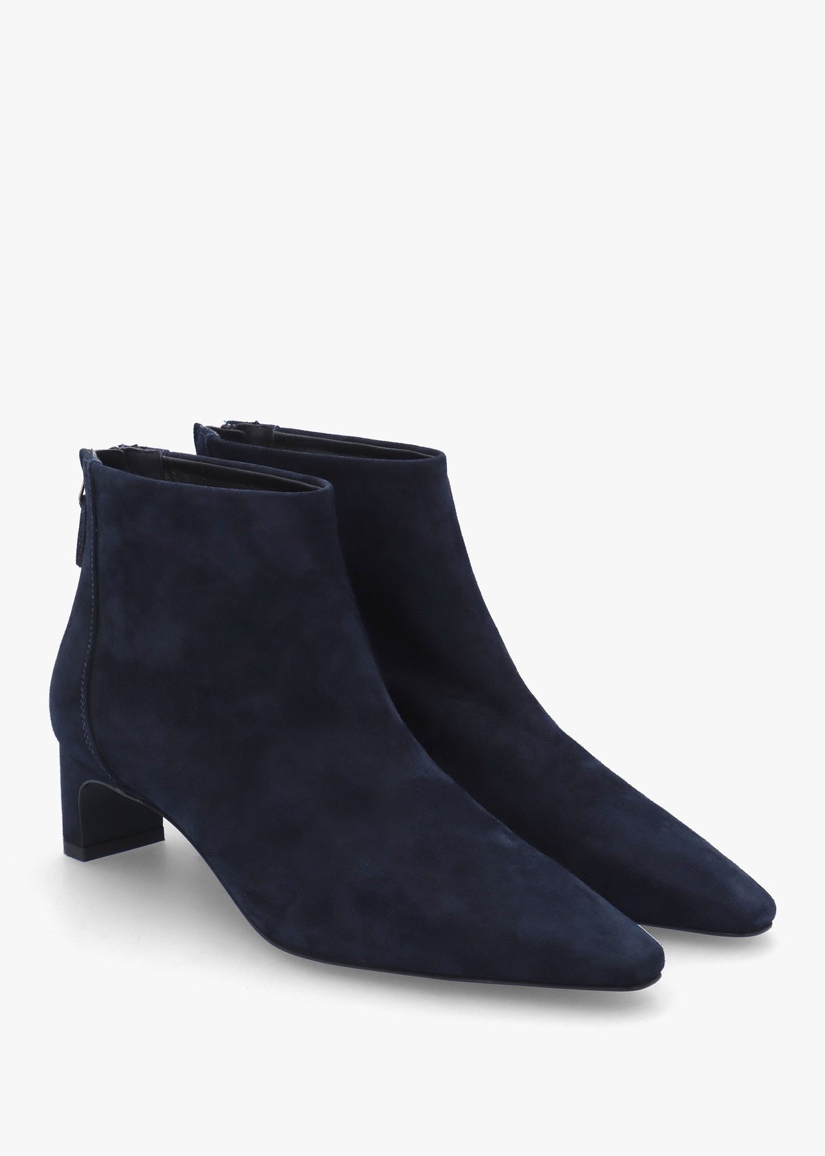 Sedda Navy Suede Low Heel Ankle Boots