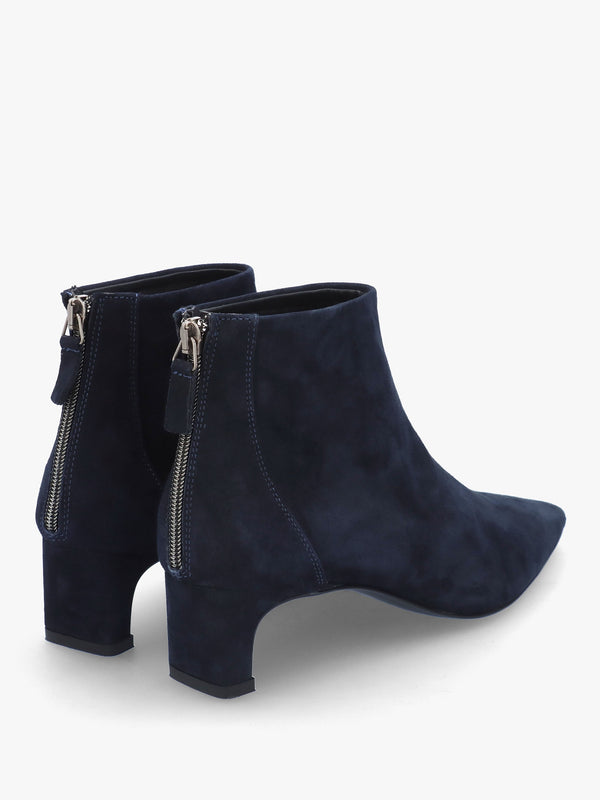 Sedda Navy Suede Low Heel Ankle Boots