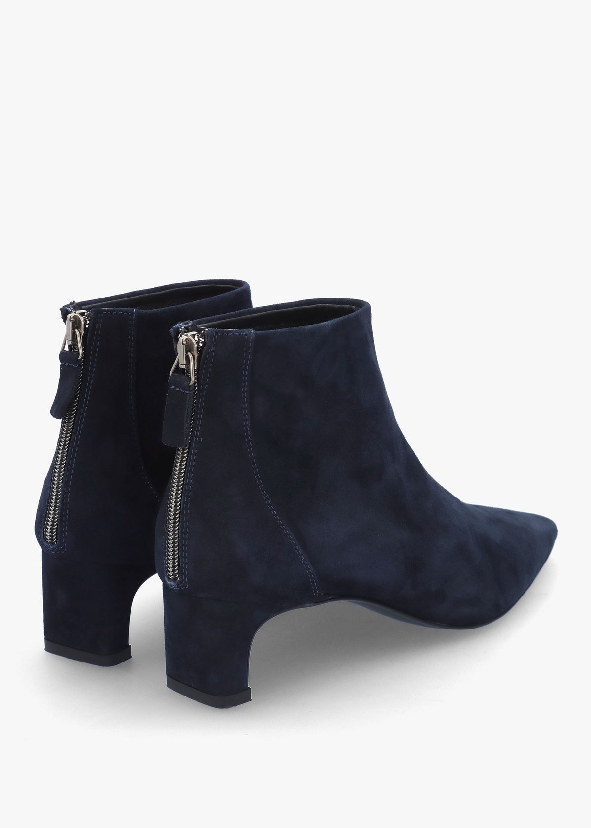 Sedda Navy Suede Low Heel Ankle Boots