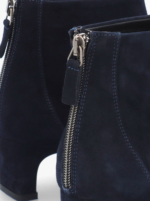 Sedda Navy Suede Low Heel Ankle Boots