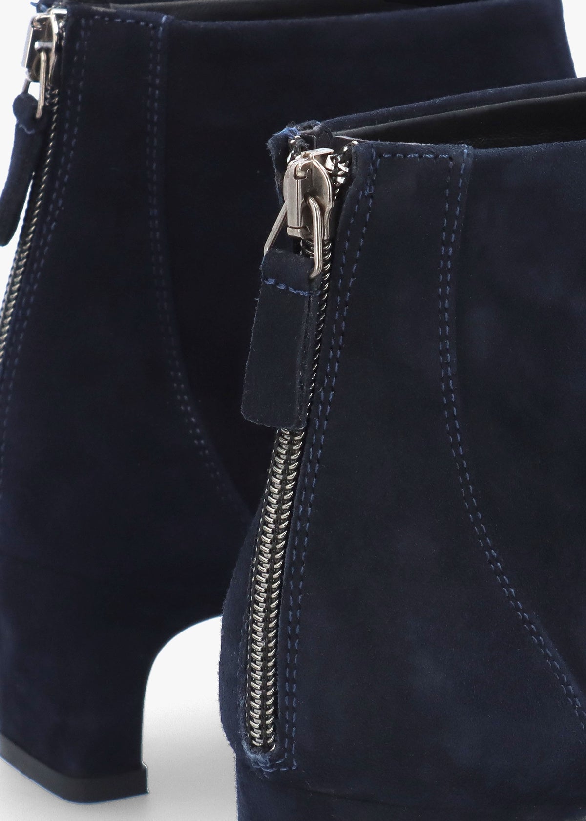 Sedda Navy Suede Low Heel Ankle Boots