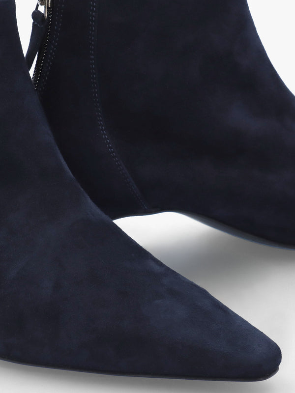 Sedda Navy Suede Low Heel Ankle Boots