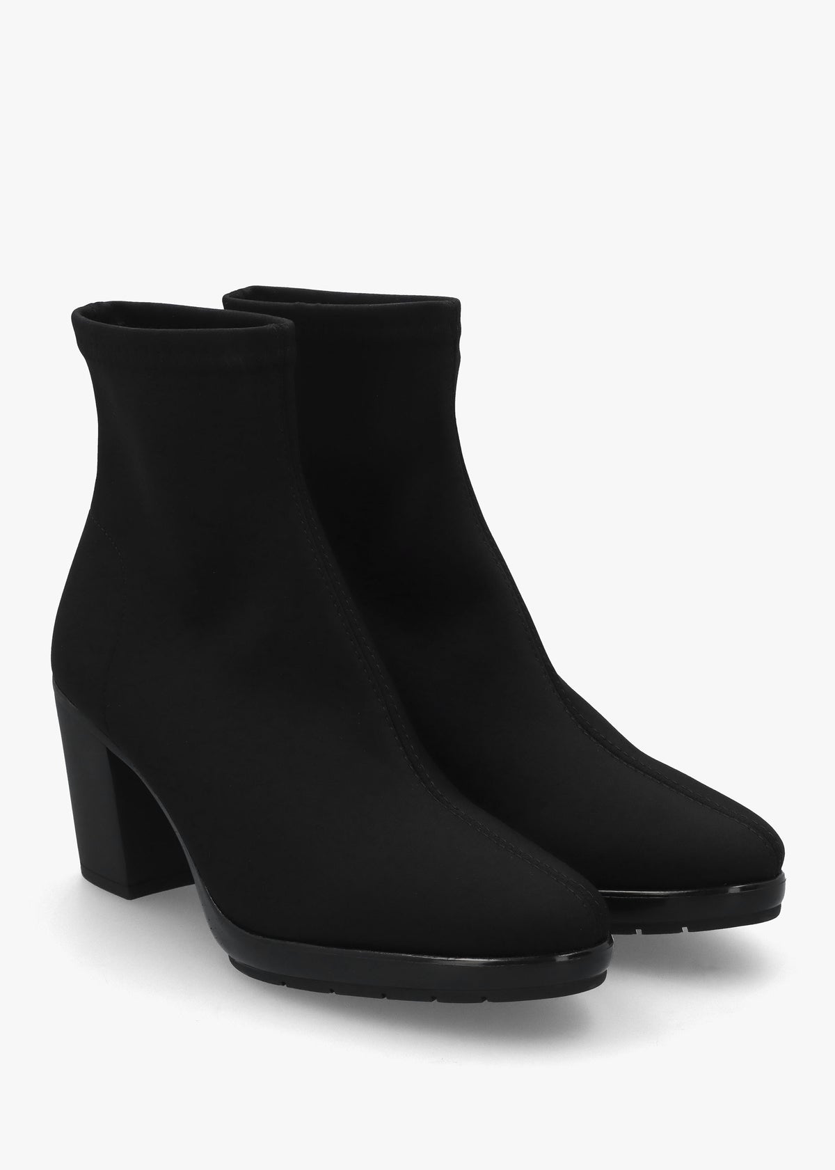 Micha Black Lycra Stretch Block Heel Ankle Boots