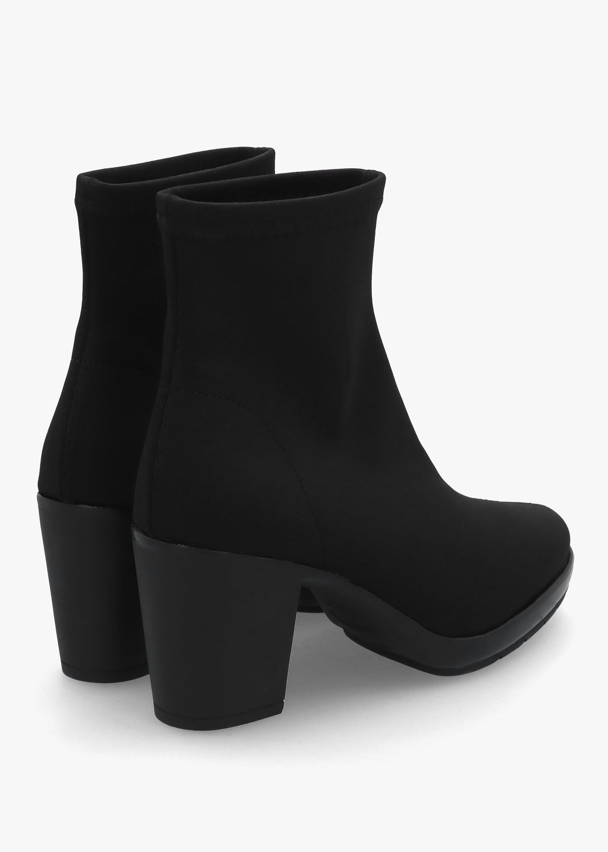 Micha Black Lycra Stretch Block Heel Ankle Boots