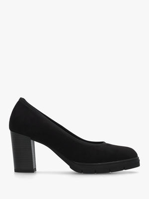 Carrie Black Block Heel Court Shoes