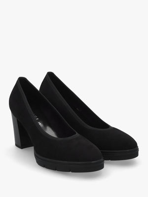 Carrie Black Block Heel Court Shoes