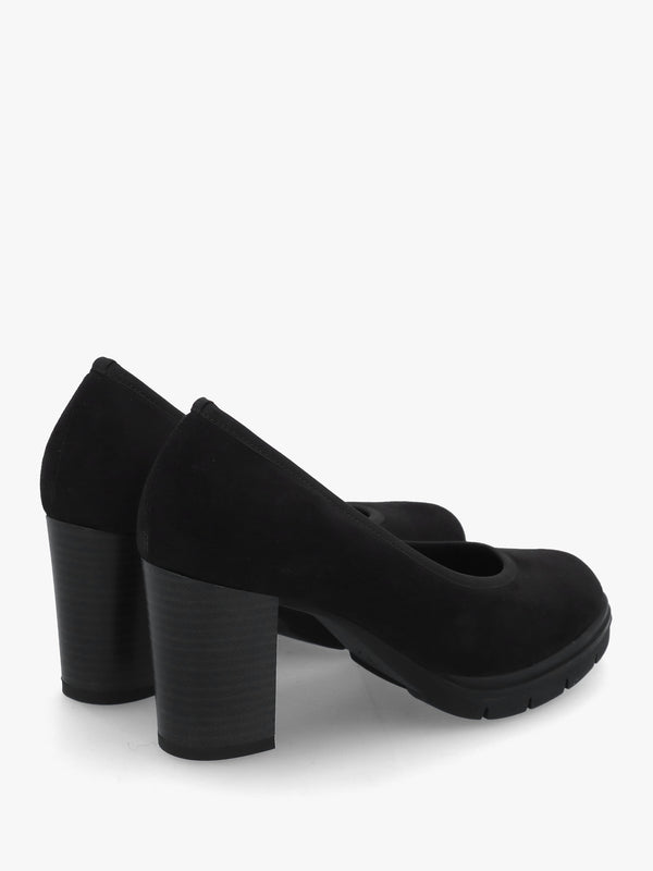 Carrie Black Block Heel Court Shoes