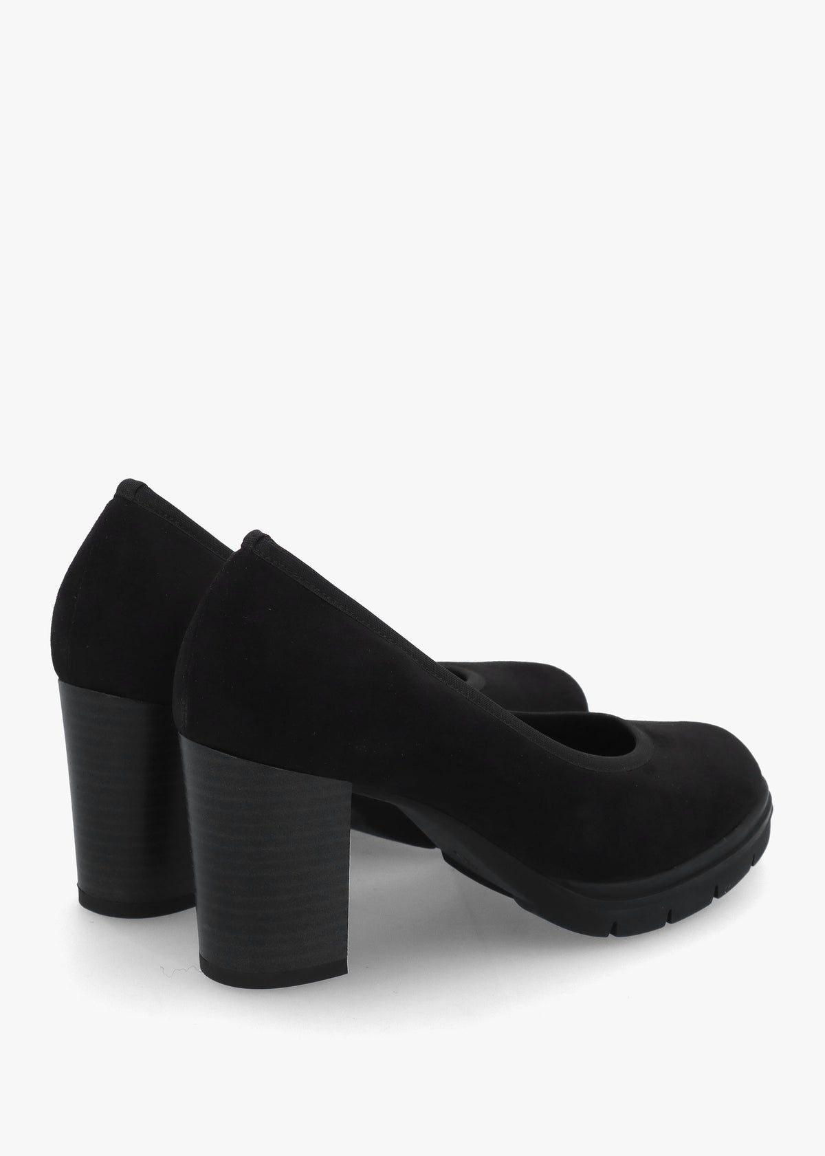 Carrie Black Block Heel Court Shoes