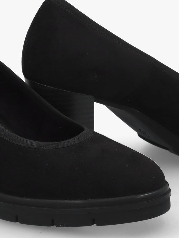 Carrie Black Block Heel Court Shoes