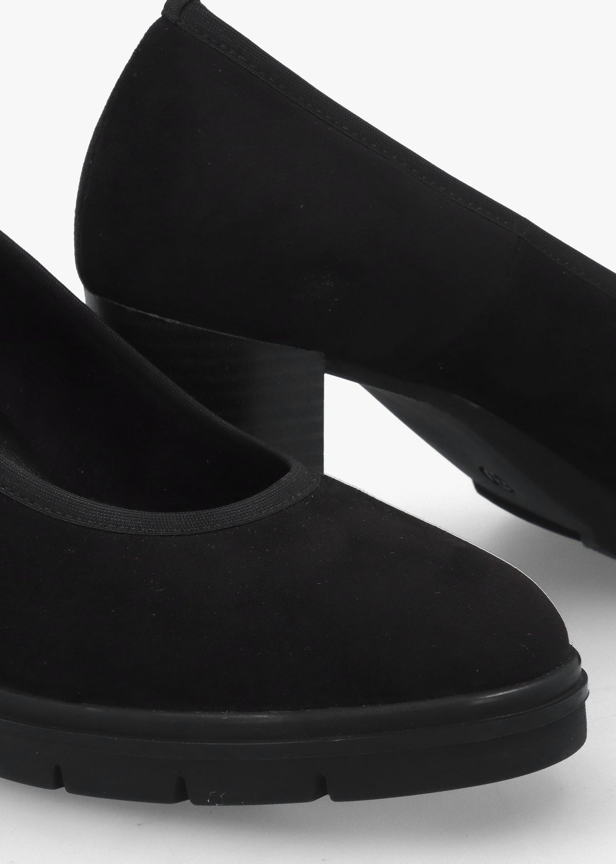 Carrie Black Block Heel Court Shoes