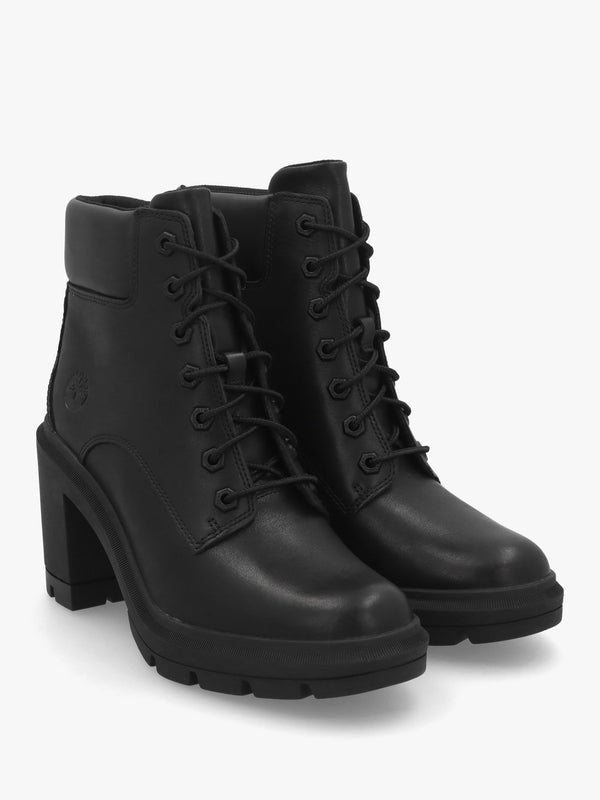 Allington Heights Jet Black Leather Block Heel Ankle Boots