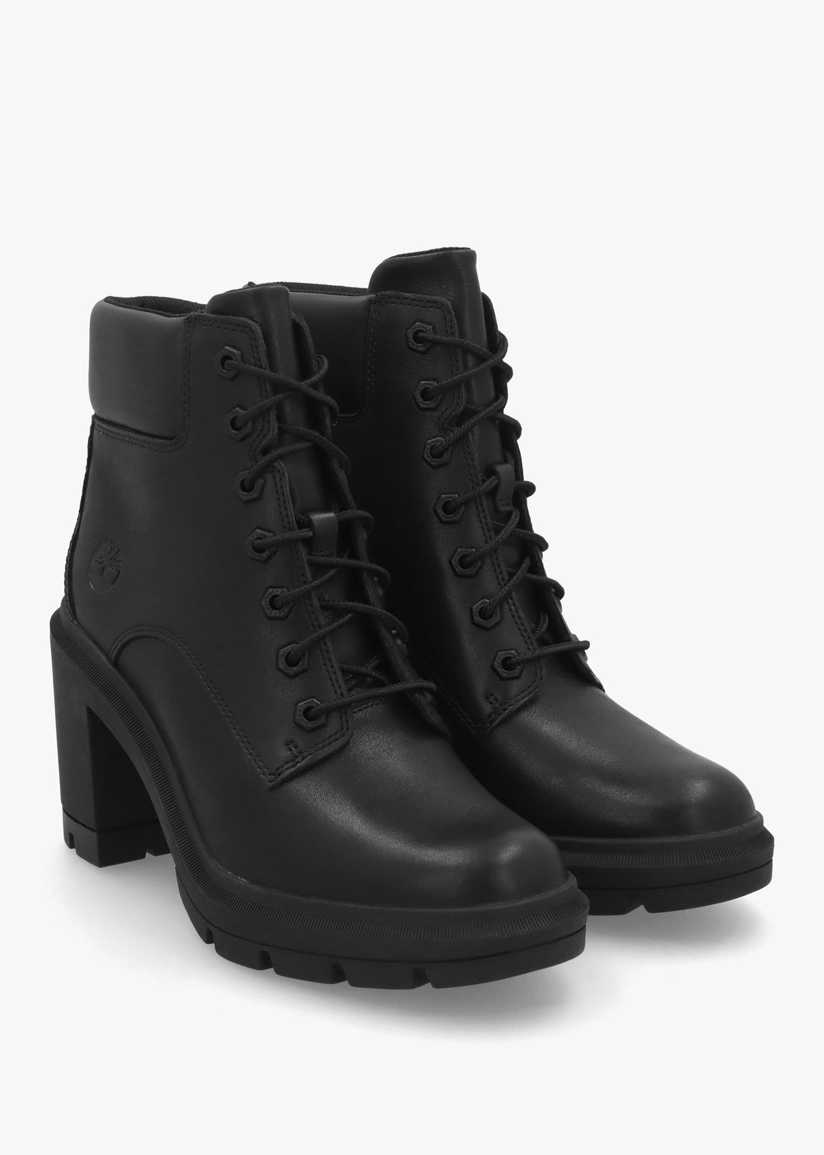 Allington Heights Jet Black Leather Block Heel Ankle Boots