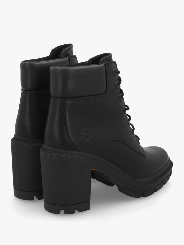 Allington Heights Jet Black Leather Block Heel Ankle Boots