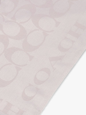 Signature C Border Grey Silk Mix Stole Scarf