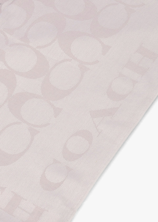 Signature C Border Grey Silk Mix Stole Scarf